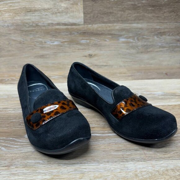 Dansko Olena Black Suede Tortoise Patent Accent Loafer Women's Size EU 36 - Picture 6 of 6
